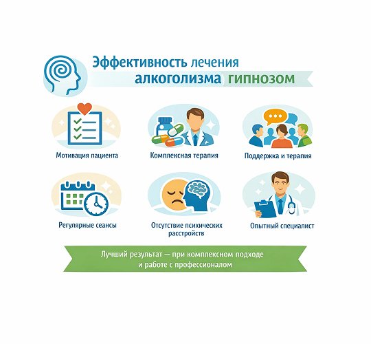 Инфографика Эффективность метода лечения алкоголизма гипнозом